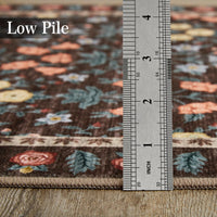 Tappeto decorativo Garvee per interni Boho, antiscivolo, piatto per soggiorno, cameretta dei bambini, 120x170 cm, motivo floreale nero