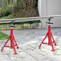 Supporto per tubi Garvee con testa a V, altezza regolabile da 28 a 52 pollici, pieghevole, acciaio, capacità di carico di 1100 libbre, con ruote, stabile, per saldatura, officina e industria