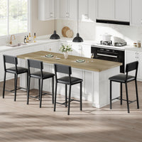 Set di 4 sgabelli da bar Garvee, in similpelle, ergonomici e stabili, per cucina e bar, 25 pollici, nero