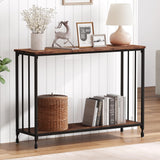 Tavolo consolle stretto Garvee 41,5" x 11,8" x 31,9" in legno e metallo vintage per corridoio, soggiorno, camera da letto - Nero
