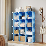 Garvee Organizer 12 Cubi Modulari Blu, Anti-Ribaltamento, Telaio Acciaio, Pannelli PP, Montaggio Senza Attrezzi, Camera, Armadio, Bambini - Blue
