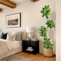 Albero artificiale Garvee Ficus Lyrata da 2,1 m con vaso in cemento e muschio per soggiorno e ufficio, facile da pulire, flessibile, foglie realistiche, verde
