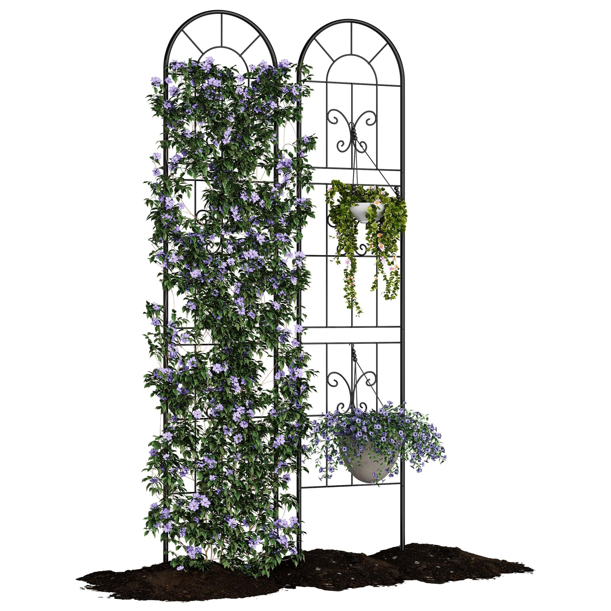 Set di tralicci da giardino Garvee da 2 pezzi per piante rampicanti, 55x12 pollici, metallo robusto, resistente alle intemperie, decorativo, per giardino e patio