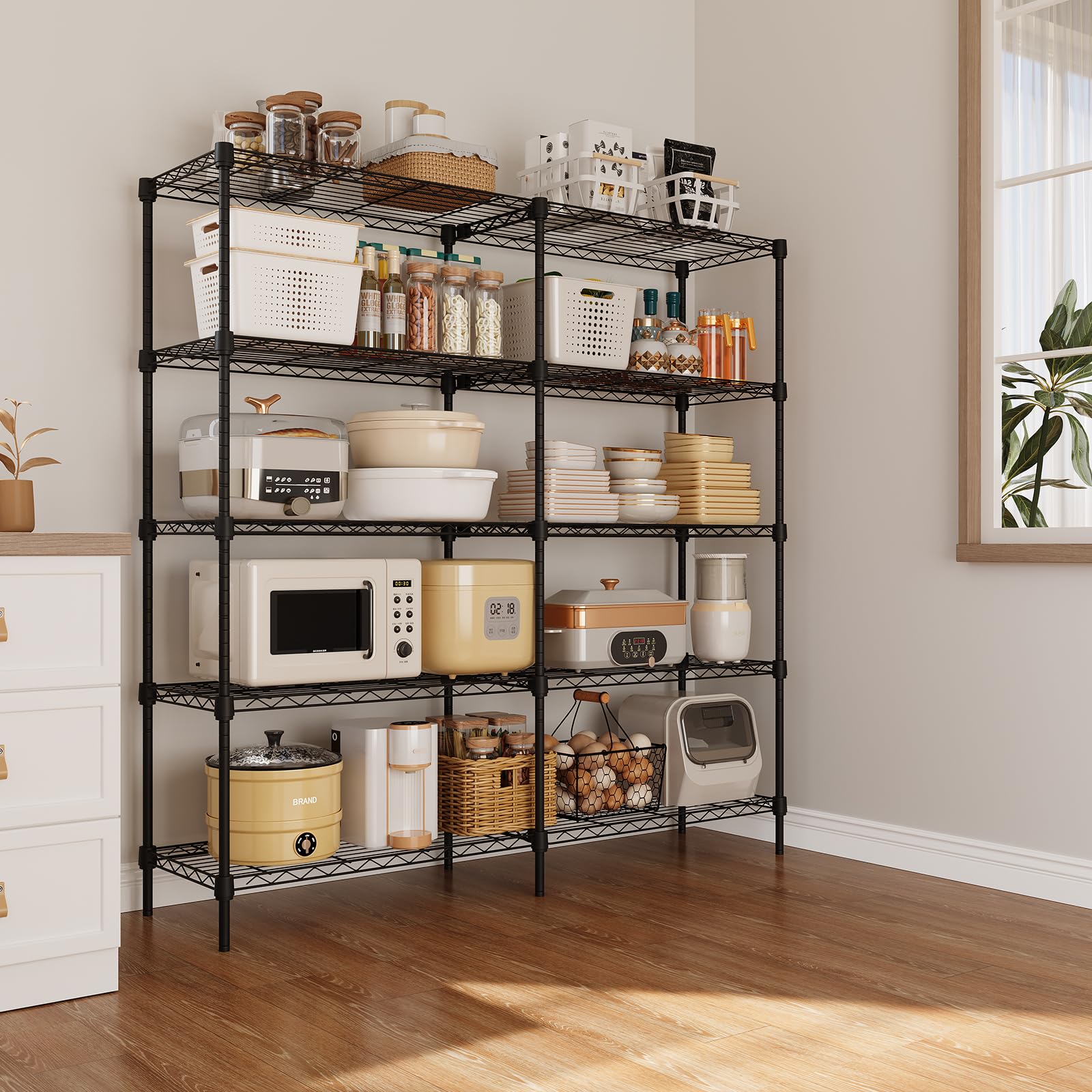 Scaffalatura metallica a 5 ripiani Garvee, resistente, regolabile, acciaio, grande capacità, 59x59x13,8 cm, garage e deposito