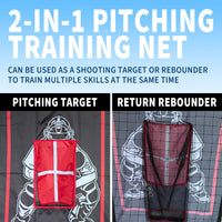 Garvee Bersaglio da lancio e rete di rimbalzo per baseball 2 in 1 - Nylon e polietilene - Allenamento per ragazzi - Regolabile - Nero