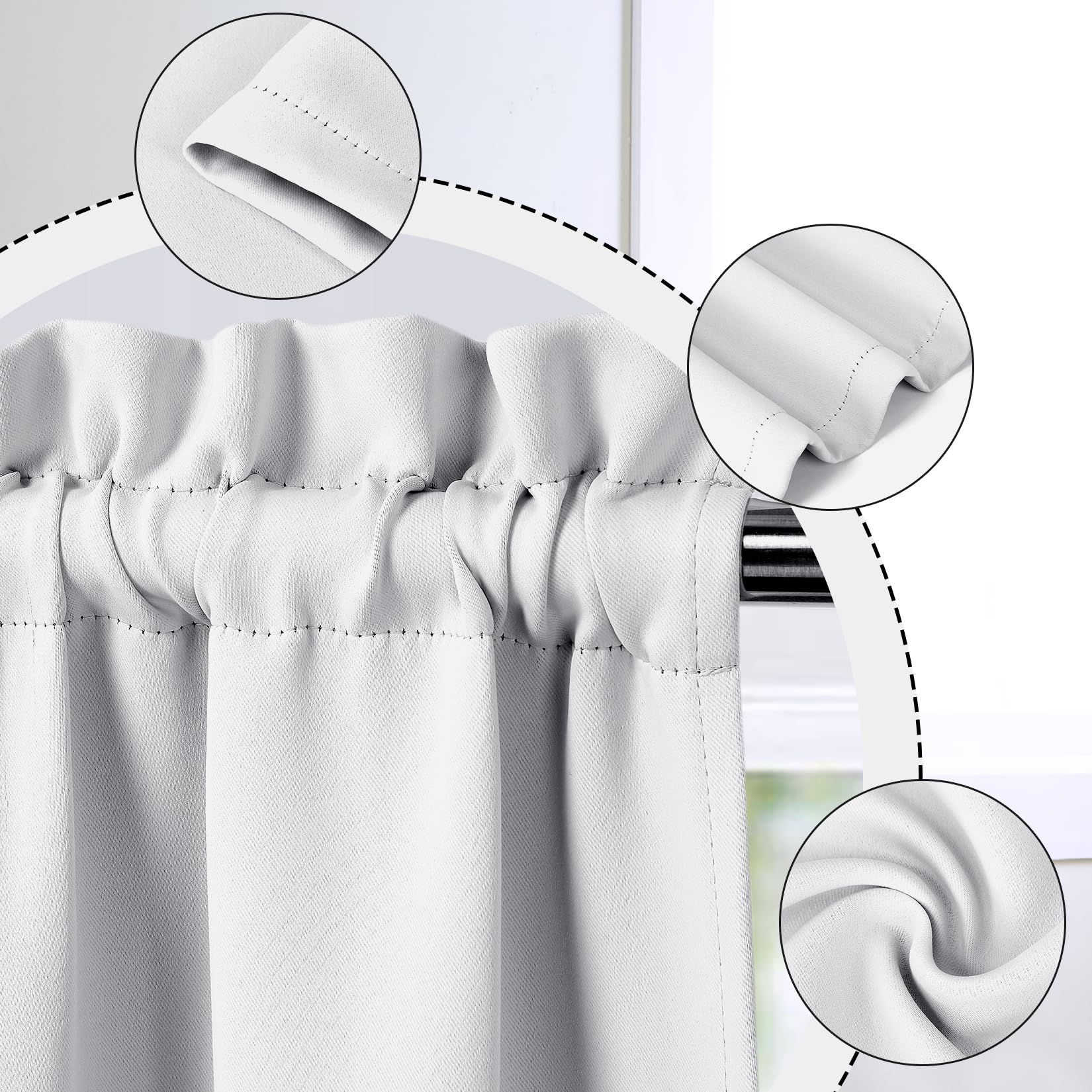 Tende oscuranti Garvee, set da 2 pezzi per bagni e piccole finestre, 26x45 pollici, nere, oscuranti