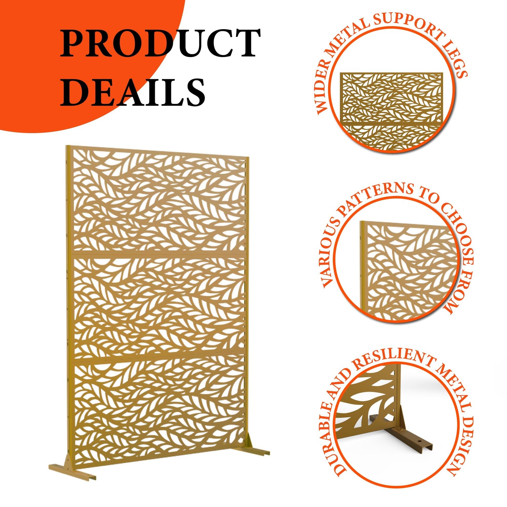 Pannelli in metallo per schermatura della privacy da esterno Garvee, antiruggine, verniciati a polvere, marroni, per giardino, terrazza, balcone, 72"x47"