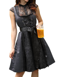 Garvee Dirndl da donna elegante, corto, set da 3 pezzi, blu Oktoberfest, taglia 40
