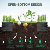 Aiuola rialzata in metallo zincato Garvee, rotonda, senza fondo, 107x28 cm, con bordo di sicurezza, per orto, erbe aromatiche, fiori