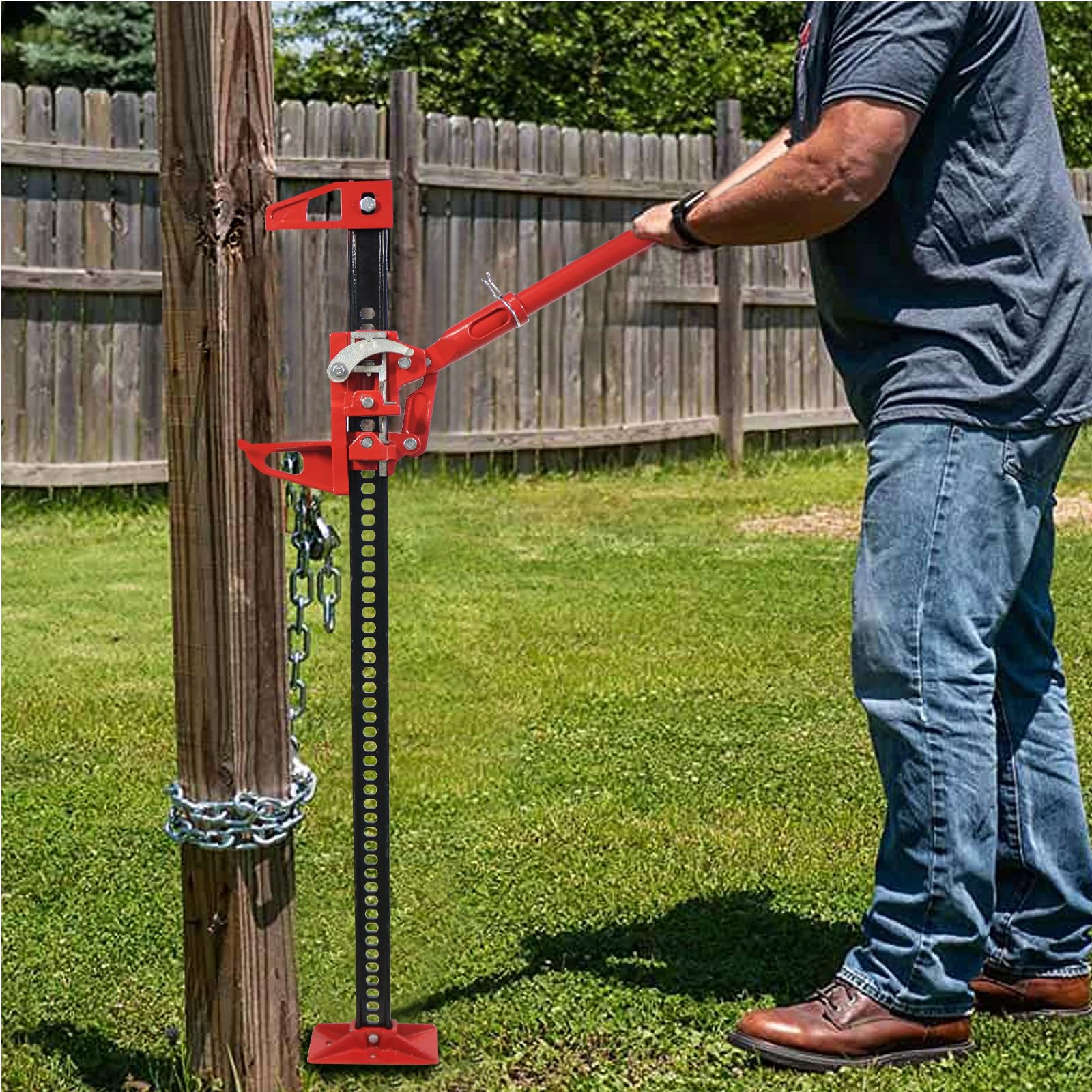 Cric agricolo Garvee High Lift da 33" e 3 tonnellate di capacità, in acciaio, compatto, per auto, camion, ATV, SUV, altezza regolabile da 6" a 27,5"