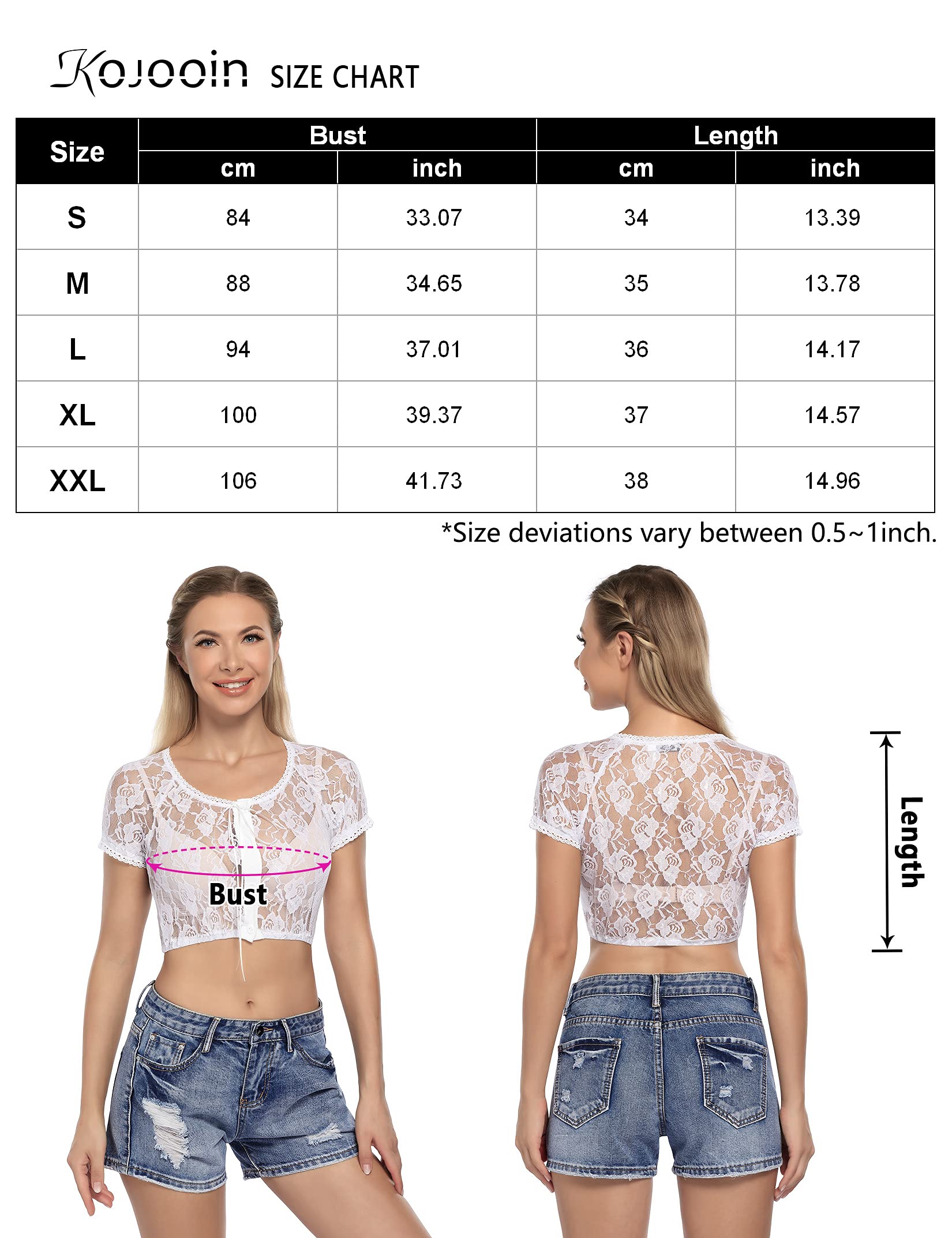 Garvee Trachten Camicetta Dirndl da donna, a maniche corte, in pizzo trasparente con finiture in pizzo per l'Oktoberfest, S-XL, bianco