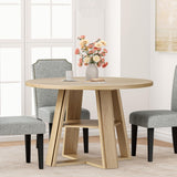 Garvee Tavolo Da Pranzo Rotondo 43" Per 2-4 Persone, Tavolo Da Cucina Moderno In MDF Con Base Pedestal In Legno E Ripiano Portaoggetti, Salvaspazio, Bianco - Natural