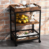 Carrello da portata vintage GARVEE con vassoio rimovibile per la cucina, carrello da cucina con ruote bloccabile per bancone da cucina, tavolino laterale in stile industriale - Marrone