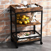 Carrello da portata vintage GARVEE con vassoio rimovibile per la cucina, carrello da cucina con ruote bloccabile per bancone da cucina, tavolino laterale in stile industriale