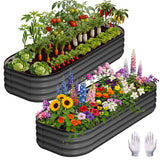 Garvee Letto Da Giardino Rialzato In Acciaio Zincato, 2 Pezzi, 4x2x1 FT, Grigio Scuro, Per Orto E Fioritura