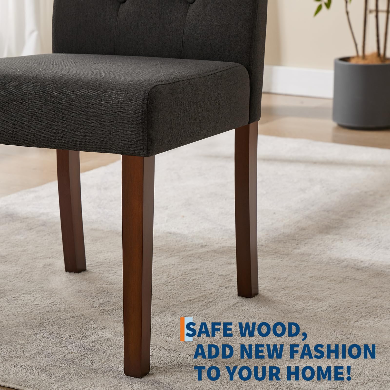 Set di 2 sedie da pranzo imbottite Garvee - Design moderno Parsons, lino morbido, gambe in legno robusto, comfort ergonomico, leggerezza, sala da pranzo e bar