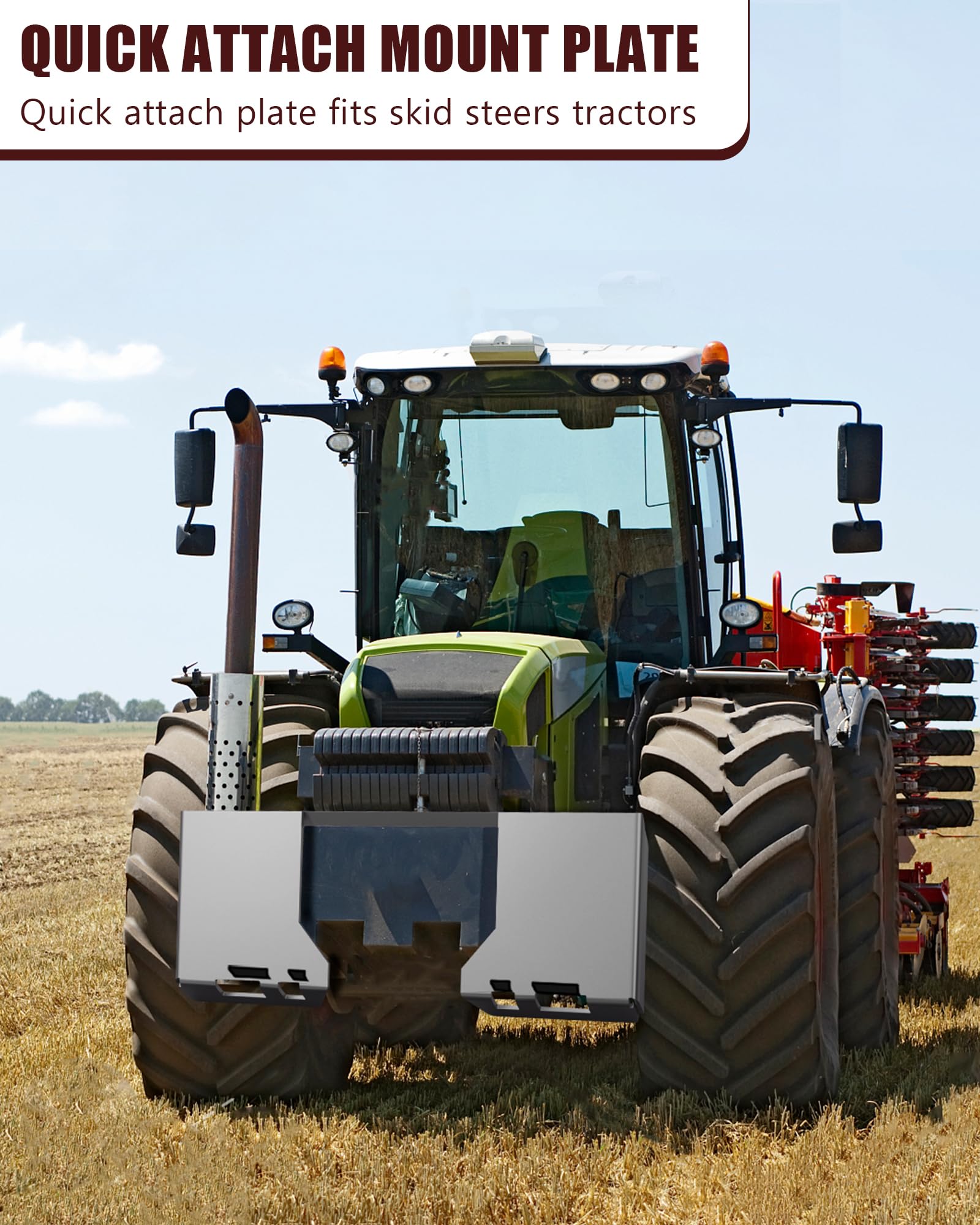 Piastra di montaggio per minipala Garvee da 5/16 pollici in acciaio universale Quick Tach per rimozione neve da trattore 46"x18,5" Protezione antiruggine