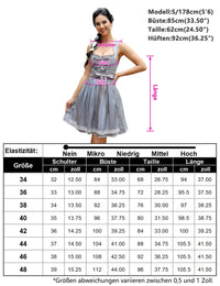 Garvee Dirndl da donna, abito tradizionale midi in 2 pezzi con grembiule Dirndl per l'Oktoberfest, taglia 44, grigio-blu, elegante, festoso, comodo, moderno