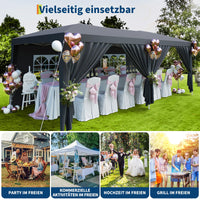 Gazebo 3x6 m pop-up Garvee Heavy Duty tenda a baldacchino con 6 pannelli laterali rimovibili per feste ed eventi all'aperto, regolabile, nera
