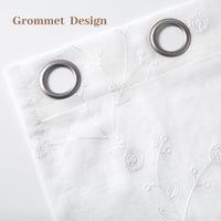 Garvee Klassische Transparente Vorhangpaneele Waschbar Bestickte Strukturierte Ösenvorhänge Wohnzimmer Weiß 132x137cm