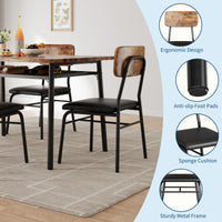 Tavolo da pranzo Garvee per 2 persone con contenitore, struttura in metallo, sedie imbottite, piano in legno MDF, salvaspazio, marrone, cucine piccole