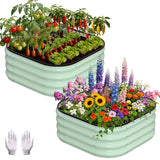 Garvee Letto Da Giardino Rialzato In Acciaio Zincato, 2 Pezzi, Verde, 2x2x1 FT, Per Orto E Fiori, Resistente E Con Drenaggio Efficace