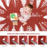 Tappeto natalizio rotondo Garvee, antiscivolo, Buon Natale, motivo albero rosso e fiocco di neve, per ingresso, 120 cm