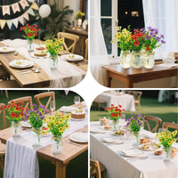Garvee Set 6 decorazioni per la tavola in barattolo di vetro con fiori, luci a LED, vetro, nastro diuta per matrimoni e feste, 500 ml, trasparente