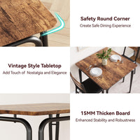 Tavolo da pranzo Garvee per 2 persone con 2 sedie imbottite, set vintage quadrato, piano in MDF, struttura in metallo robusto, cucina e sala da pranzo, salvaspazio