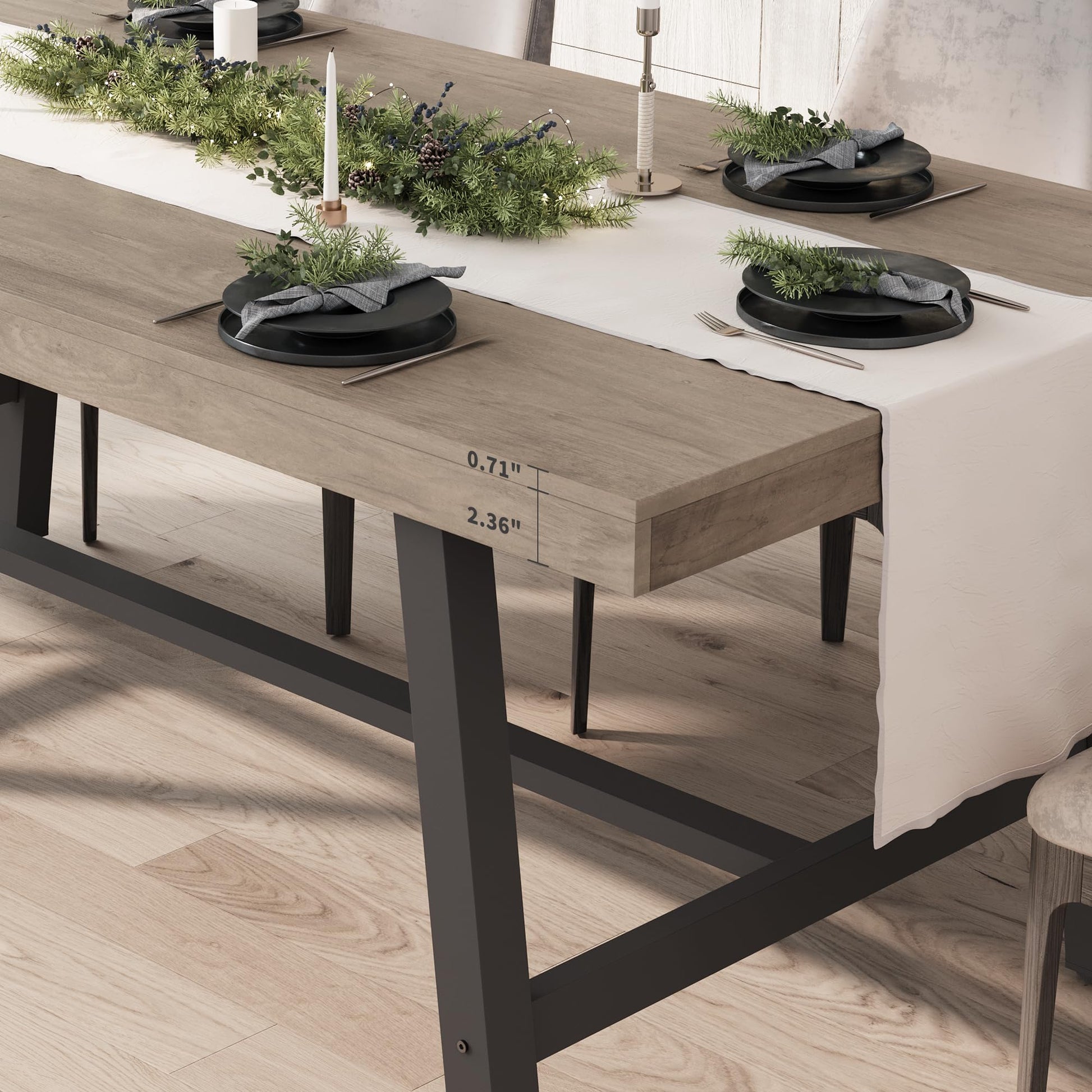 Tavolo da pranzo industriale Garvee per 6-8 persone con robusta struttura in metallo, gambe regolabili, legno da 70,87", finitura marrone rustico, per cucina e sala da pranzo