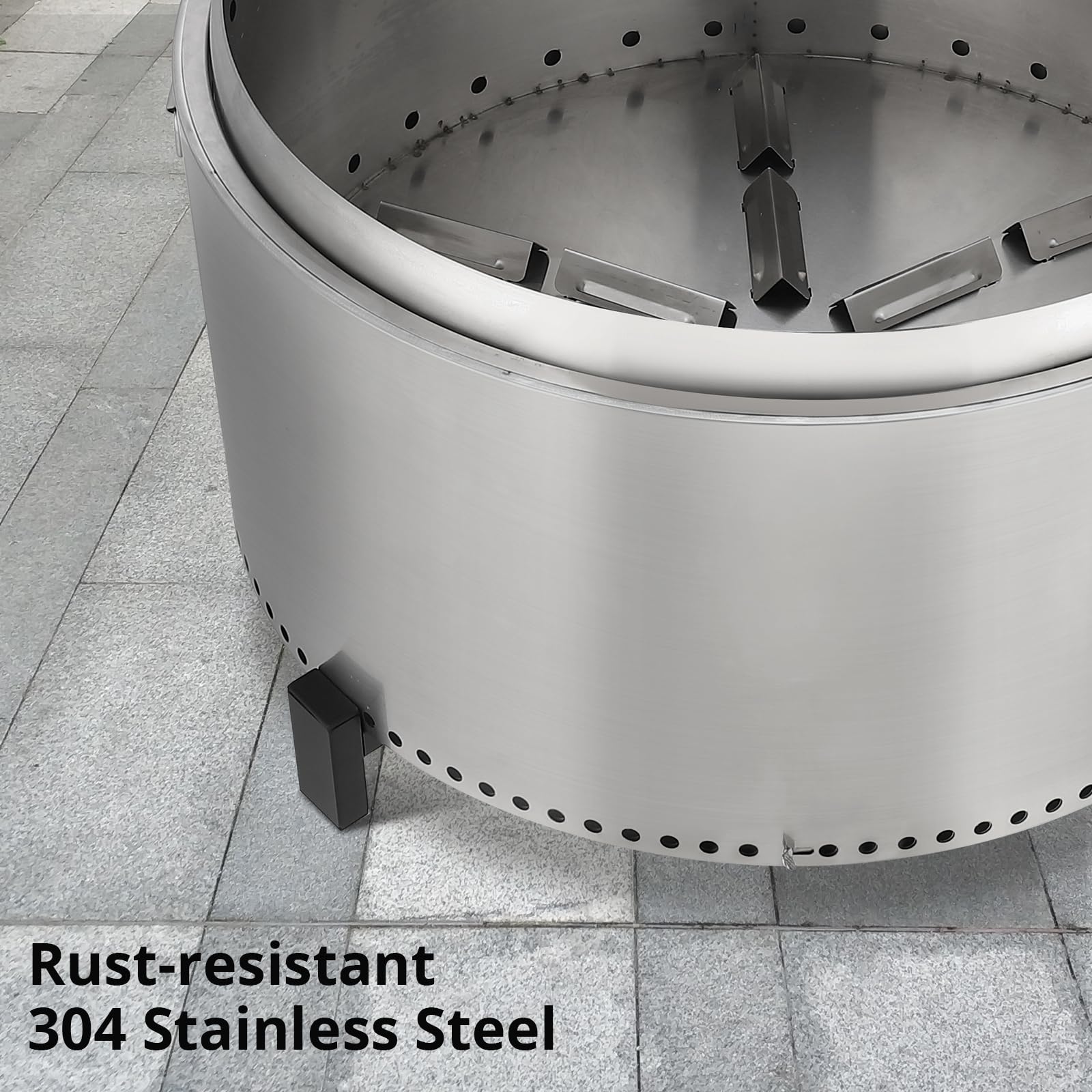 Braciere Garvee da 32 pollici senza fumo per esterni, in acciaio inossidabile a doppia parete con maniglie, per campeggio e patio