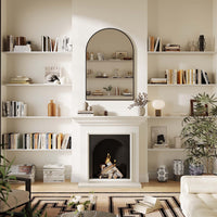Specchio da parete ad arco Garvee 30x40" con cornice in metallo ad arco, lente antideflagrante, specchio da bagno in lega di alluminio nero