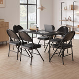 Set di 4 sedie pieghevoli Garvee in similpelle, ergonomiche e leggere, struttura in metallo, impilabili per uso interno ed esterno, nere, capacità di carico di 350 libbre - Nero