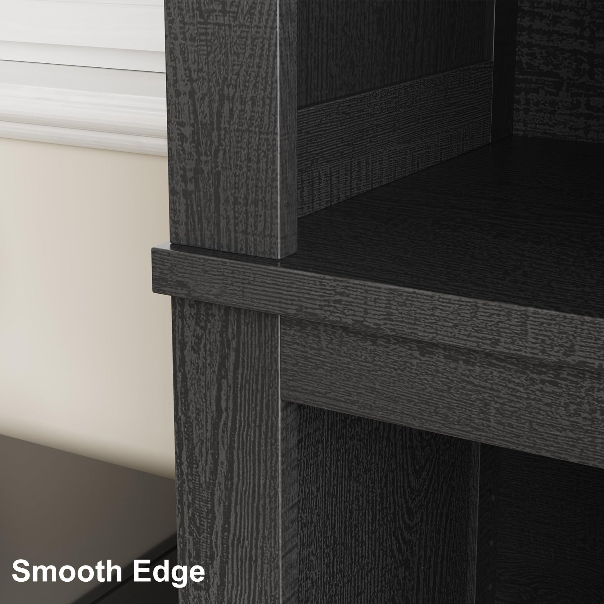 Libreria Garvee da 71" alta, stile fattoria, con ripiani regolabili, 5 ripiani, viola in legno, nera, 31,5" di larghezza per soggiorno ufficio