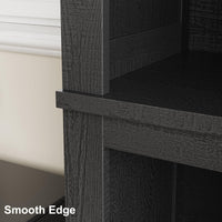 Libreria Garvee da 71" alta, stile fattoria, con ripiani regolabili, 5 ripiani, viola in legno, nera, 31,5" di larghezza per soggiorno ufficio