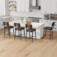 Set di 2 sgabelli da bar Garvee in similpelle, imbottitura spessa, gambe in metallo per cucina e isola bar, 25,6 pollici, nero