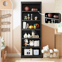 Garvee Libreria Rustica Alta 190,5 cm Con 2-6 Ripiani Regolabili, Struttura MDF Robusta, Design Elegante, Anti-Ribaltamento Per Soggiorno E Studio, Neutro