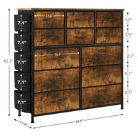 Cassettiera Garvee con 12 cassetti, tessuto, struttura in metallo, piano in legno, per camera da letto e corridoio, robusta