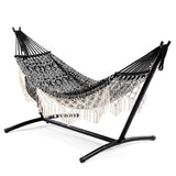 Garvee Amaca Doppia Portatile con Supporto, Capacità 204 kg, 2 Persone, Tessuto in Laccio, Giardino e Piscina, Facile Montaggio