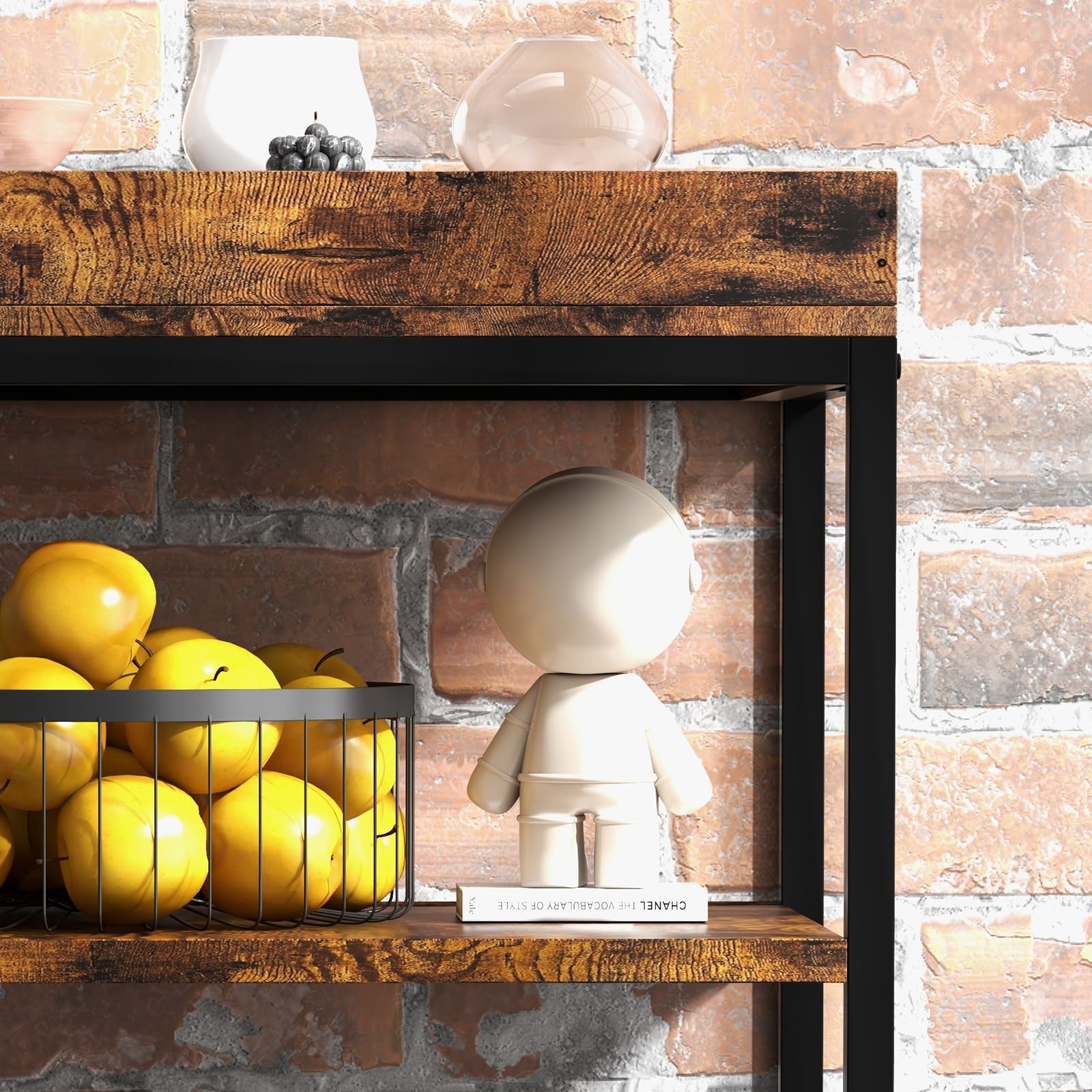 Carrello da portata vintage GARVEE con vassoio rimovibile per la cucina, carrello da cucina con ruote bloccabile per bancone da cucina, tavolino laterale in stile industriale