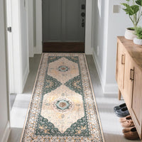 Tappeto Garvee Boho Vintage Floreale, Lavabile, Morbido Velluto di Agnello Sintetico, 80x150 cm, Multi-Stanza, Tappeto Antiscivolo