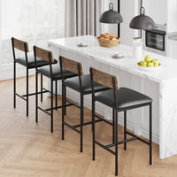 Set 4 ripiani bar Garvee imbottiti con binari, seduta ampia, struttura in metallo, poggiapiedi, marrone retro, per isola cucina e bar