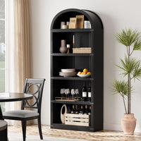 Libreria Garvee con 5 ripiani, stile fattoria ad arco, in legno con angoli in metallo, per soggiorno/ufficio, 71,65x29,92x11,88 pollici, legno naturale
