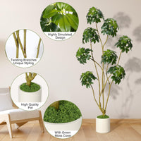 Garvee, albero artificiale alto 6 piedi, multi-stelo, vaso in PE bianco, per la decorazione di casa e ufficio, 70x27,5 pollici