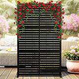 Garvee Pannello Privacy Esterno con Supporto, Recinzione Decorativa 198x122 cm, Acciaio Resistente, Design Moderno a Doghe, per Giardino e Balcone