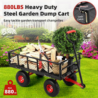Carrello da Giardino Garvee 398 kg con Pneumatici 25.4 cm Tutti Terreni - Robusto Acciaio 88.9x50.8 cm, 4 Lati Staccabili, Giardino e Cortile