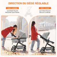 Passeggino/carrozzina Garvee 2 in 1 per 0-36 mesi, fino a 22 kg, ruote grandi, sistema da viaggio, facile da piegare