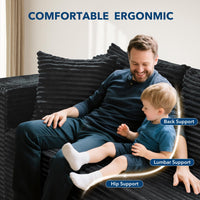 Divano angolare modulare Garvee Cloud 106" a forma di L, nero, divano letto oversize, soggiorno, seduta profonda, comodo e soffice, non richiede montaggio.