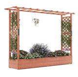 Aiuola rialzata Garvee con traliccio, fioriera in legno da 72 pollici, tetto sospeso, resistente alle intemperie per patio e balcone, colori naturali - Marrone