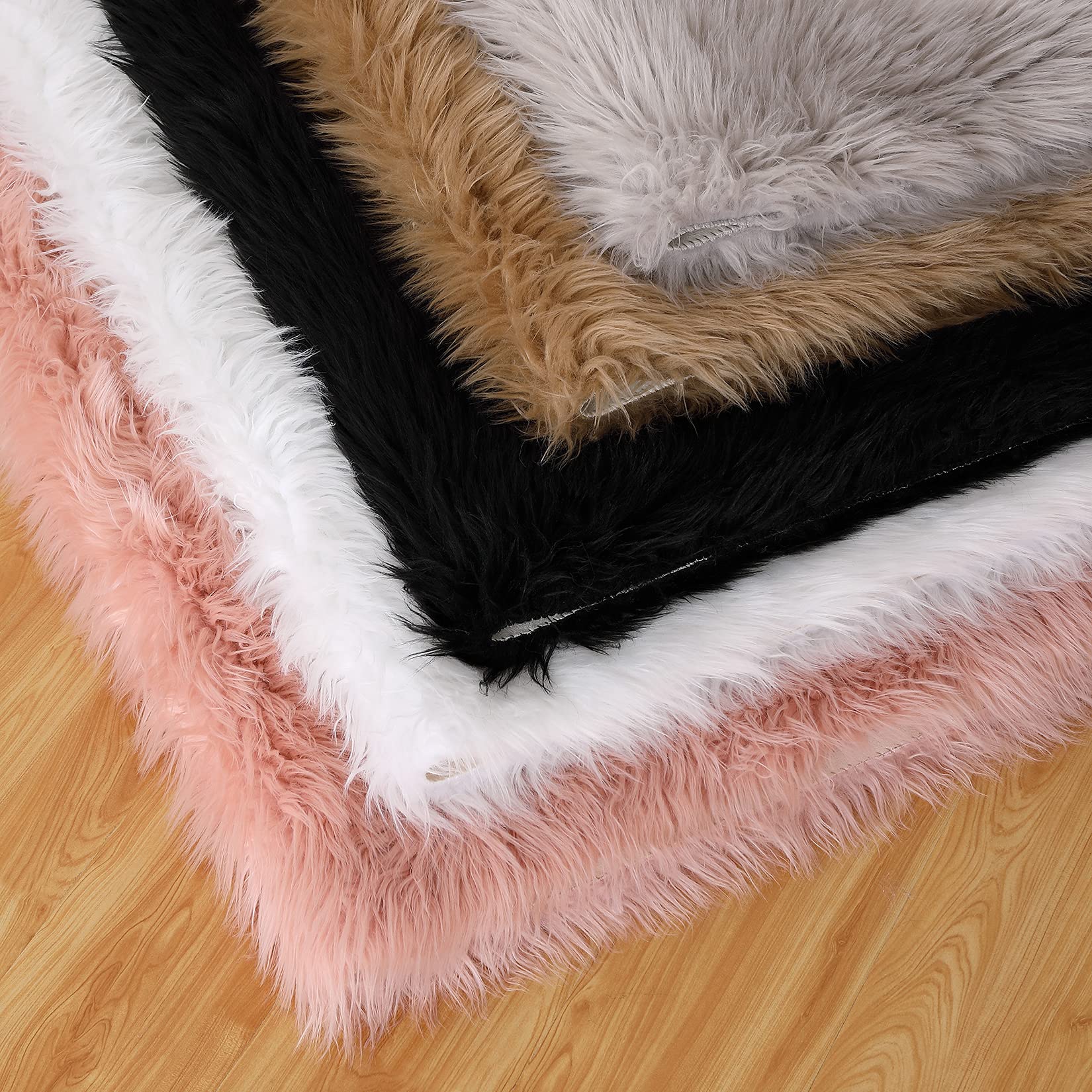 Tappetino da bagno in cotone artificiale GARVEE, arazzo in morbido peluche a pelo alto, rosa, 75x120 cm, per cameretta dei bambini, soggiorno, camera da letto, motivo irregolare